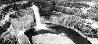 Icy Palouse Falls Panorama - Black and White