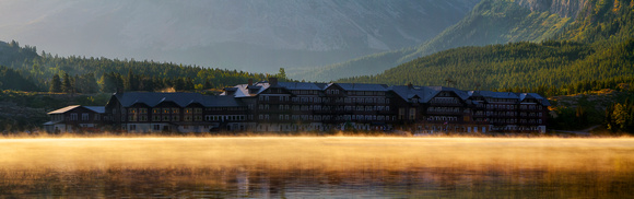 Many Glacier Hotel Sunrise Panorama