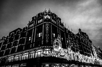 Harrods at Night Black and White