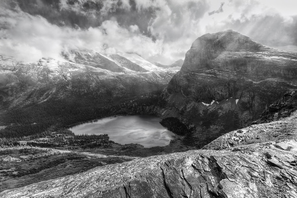 Grinnell Lake Overlook Black and White