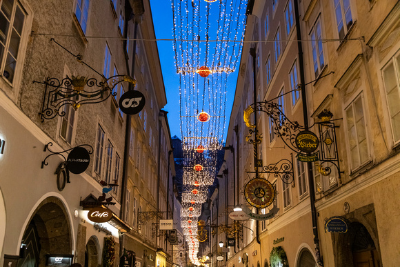 Salzburg Side street with Christmas lights